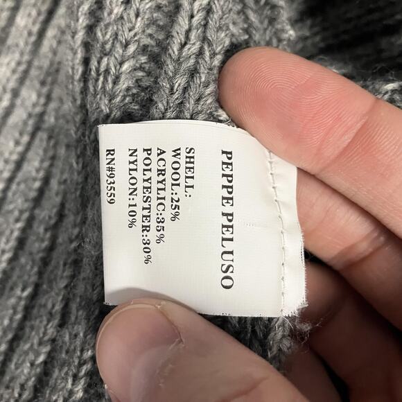 Peppe Peluso Sweater Womens Medium Knit Fringe Cardigan Chunky Boho Wool Blend - Picture 14 of 16